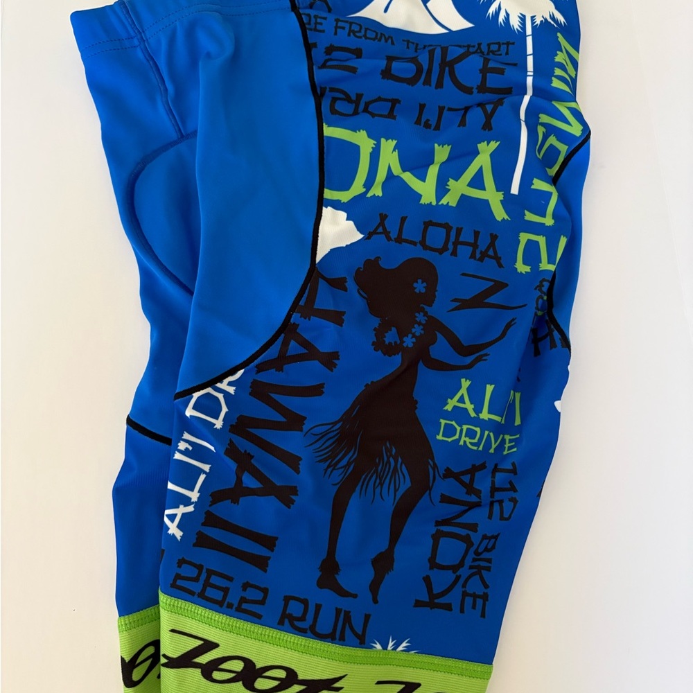 Zoot Blue Athletic Shorts with Neon Green Accents Size Small